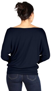 Foto 3 | Foto 3 | Top Simlu Dolman De Manga 3/4 Drapeado Con Cuello Redondo, Azul Marino, Para Mujer - Venta Internacional.