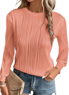 Foto 1 | Foto 1 | Blusa Evaless Para Mujer, Manga Larga, Cuello Redondo, Corte Holgado, Color Coral - Venta Internacional.