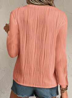 Foto 3 | Foto 3 | Blusa Evaless Para Mujer, Manga Larga, Cuello Redondo, Corte Holgado, Color Coral - Venta Internacional.