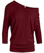 Jersey Simlu Para Mujer, Jersey Con Hombros Descubiertos, Color Burdeos, Talla M - Venta Internacional.