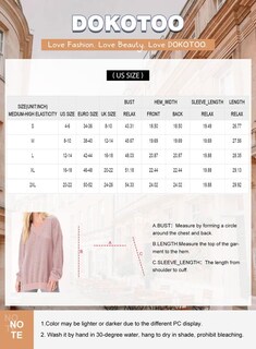 Foto 5 | Foto 5 | Camisa De Manga Larga Dokotoo Para Mujer, Cuello En V, Punto Gofrado, Rosa S - Venta Internacional.