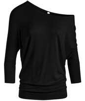 Top Simlu Dolman, Manga 3/4, Drapeado, Cuello Redondo Y Cintura Con Bandas - Venta Internacional.