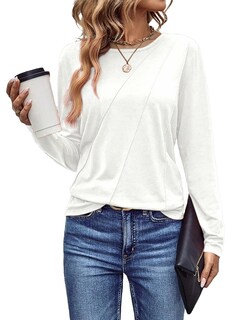 Foto 1 | Foto 1 | Camiseta Evaless De Manga Larga Para Mujer, Blanca, Casual, 2024 M - Venta Internacional.