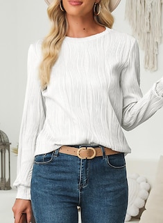 Foto 3 | Foto 3 | Vestido Tipo Camiseta Evaless Para Mujer, Manga Larga, Corte Holgado, Blanco - Venta Internacional.