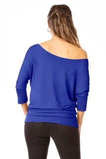 Foto 2 | Foto 2 | Top Simlu Dolman Con Hombros Descubiertos Y Cintura Azul Real - Venta Internacional.