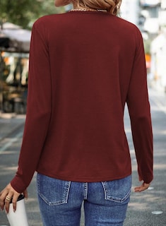 Foto 2 | Foto 2 | Camiseta Evaless De Primavera De Manga Larga Para Mujer, Color Rojo Dahlia M - Venta Internacional.