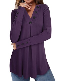 Foto 2 | Foto 2 | Jersey Messic, Túnica Larga Con Cuello En V, Para Mujer, Color Morado Oscuro, Xxl - Venta Internacional.