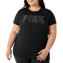 Camiseta Victoria's Secret De Manga Corta Con Logo Brillante Para Mujer - Venta Internacional.