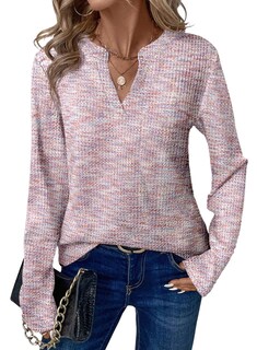 Foto 1 | Foto 1 | Top Dokotoo Para Mujer Manga Larga Cuello En V Tejido Gofrado Color Rosa Xxl - Venta Internacional.