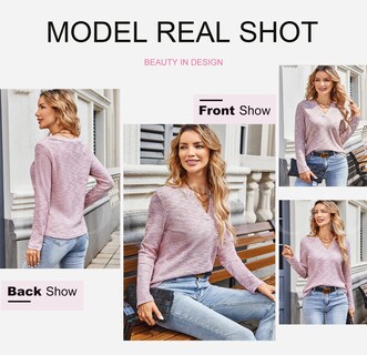 Foto 4 | Foto 4 | Top Dokotoo Para Mujer Manga Larga Cuello En V Tejido Gofrado Color Rosa Xxl - Venta Internacional.