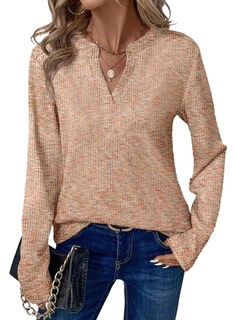 Foto 1 | Foto 1 | Top Dokotoo Para Mujer Tejido Gofrado Cuello En V Manga Larga Dorado Xl - Venta Internacional.