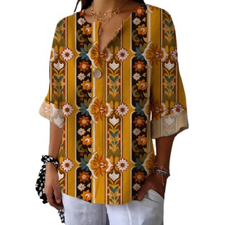 Foto 1 | Foto 1 | Camiseta Tipo Túnica Domirica Con Cuello En V Y Estampado Floral Talla Grande - Venta Internacional.