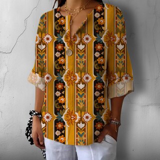 Foto 3 | Foto 3 | Camiseta Tipo Túnica Domirica Con Cuello En V Y Estampado Floral Talla Grande - Venta Internacional.