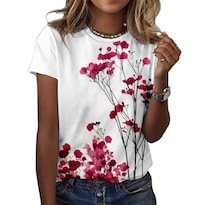 Camiseta Zocania Para Mujer Estilo Casual Mezcla De Algodón Y Estampado Floral - Venta Internacional.