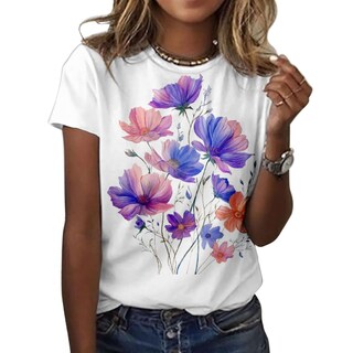 Foto 1 | Foto 1 | Camiseta Zocania Graphic Tees Para Mujer De Algodón Con Estampado Floral - Venta Internacional.