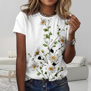 Foto 2 | Foto 2 | Camiseta Zocania Graphic Tees Para Mujer De Algodón Con Estampado Floral - Venta Internacional.