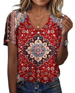 Foto 1 | Foto 1 | Top Tipo Túnica Hotyd Con Estampado Floral Bohemio Y Cuello En V Para Mujer - Venta Internacional.