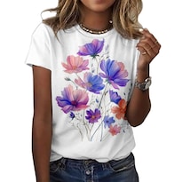 Camiseta Zocania Graphic Tees Para Mujer De Algodón Con Estampado Floral - Venta Internacional.