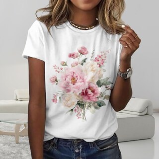 Foto 2 | Foto 2 | Camiseta Zocania Para Mujer Estilo Casual Mezcla De Algodón Y Estampado Floral - Venta Internacional.