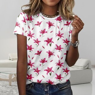 Foto 2 | Foto 2 | Camiseta Zocania Para Mujer Estilo Casual Mezcla De Algodón Y Estampado Floral - Venta Internacional.