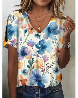 Foto 2 | Foto 2 | Top Hotyd Boho Con Estampado Floral Y Cuello En V Y Hombros Descubiertos Para Mujer - Venta Internacional.