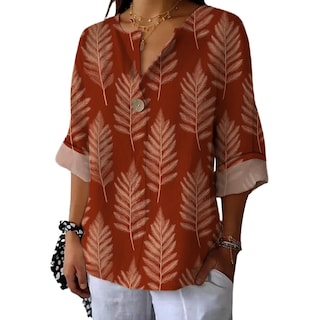 Foto 1 | Foto 1 | Camisas Informales De Lino De Manga 3/4 Para Mujer 2xl 2025 - Venta Internacional.