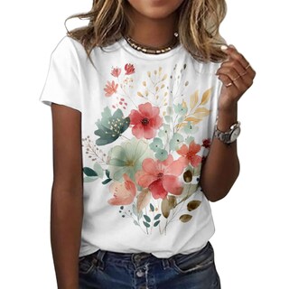 Foto 1 | Foto 1 | Camiseta Zocania Graphic Tees Para Mujer De Algodón Con Estampado Floral - Venta Internacional.