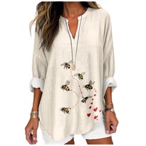 Camisa Marsvovo Fly Bee And Heart Print Manga Larga Para Mujer - Venta Internacional.