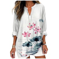 Blusas Tipo Túnica Marsvovo Con Estampado De Loto Rojo Con Cuello En V Para Mujer - Venta Internacional.