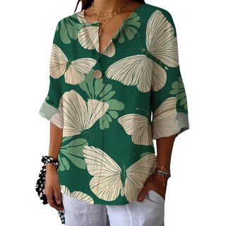 Foto 1 | Foto 1 | Camisas Informales De Lino De Manga 3/4 Para Mujer 2xl 2025 - Venta Internacional.