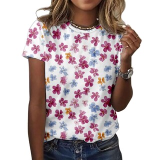 Foto 1 | Foto 1 | Camiseta Zocania Para Mujer Estilo Casual Mezcla De Algodón Y Estampado Floral - Venta Internacional.