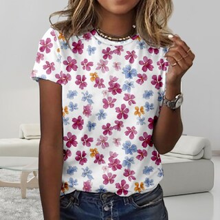 Foto 2 | Foto 2 | Camiseta Zocania Para Mujer Estilo Casual Mezcla De Algodón Y Estampado Floral - Venta Internacional.