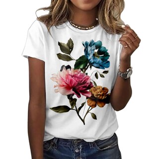 Foto 1 | Foto 1 | Camiseta Zocania Para Mujer Estilo Casual Mezcla De Algodón Y Estampado Floral - Venta Internacional.
