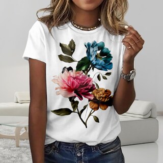 Foto 2 | Foto 2 | Camiseta Zocania Para Mujer Estilo Casual Mezcla De Algodón Y Estampado Floral - Venta Internacional.