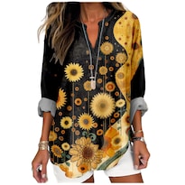 Camiseta Marsvovo Con Estampado De Pintura Al Óleo De Girasol Amarillo Para Mujer - Venta Internacional.