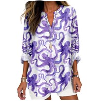 Camiseta Marsvovo Morada Con Estampado De Pulpo Y Cuello En V Para Mujer 2xl - Venta Internacional.