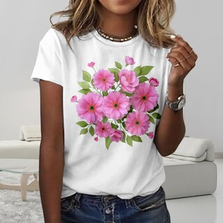 Foto 2 | Foto 2 | Camiseta Zocania Graphic Tees Para Mujer De Algodón Con Estampado Floral - Venta Internacional.