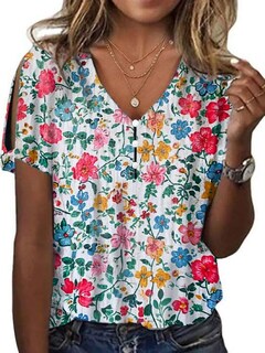 Foto 1 | Foto 1 | Blusa Hotyd De Verano Con Estampado Floral Bohemio Y Cuello En V Para Mujer - Venta Internacional.