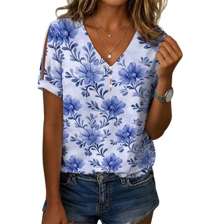 Foto 1 | Foto 1 | Camisa Túnica Medlor Boho Con Estampado Floral Con Cuello En V Y Manga Corta Para Mujer - Venta Internacional.