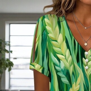 Foto 5 | Foto 5 | Blusa Zhyaj De Manga Corta Con Cuello En V Y Estampado Floral Bohemio Para Mujer - Venta Internacional.