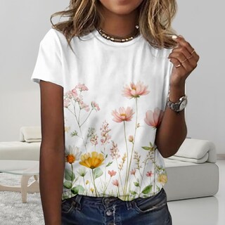 Foto 2 | Foto 2 | Camiseta Zocania Para Mujer Estilo Casual Mezcla De Algodón Y Estampado Floral - Venta Internacional.