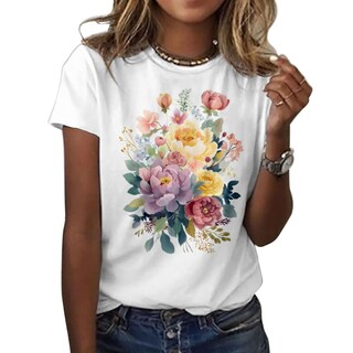 Foto 1 | Foto 1 | Camiseta Zocania Graphic Tees Para Mujer De Algodón Con Estampado Floral - Venta Internacional.