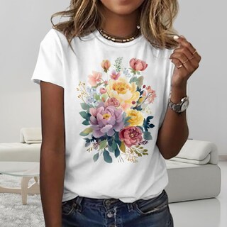 Foto 2 | Foto 2 | Camiseta Zocania Graphic Tees Para Mujer De Algodón Con Estampado Floral - Venta Internacional.