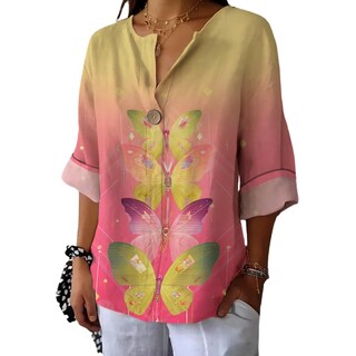 Foto 1 | Foto 1 | Camisas Informales De Lino De Manga 3/4 Para Mujer 2xl 2025 - Venta Internacional.