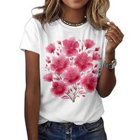 Camiseta Zocania Para Mujer Estilo Casual Mezcla De Algodón Y Estampado Floral - Venta Internacional.