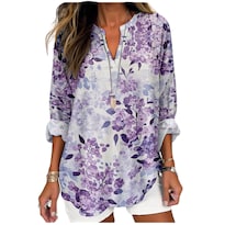 Blusa Marsvovo Boho Morado Estampado Floral Para Mujer Talla Grande Xl - Venta Internacional.