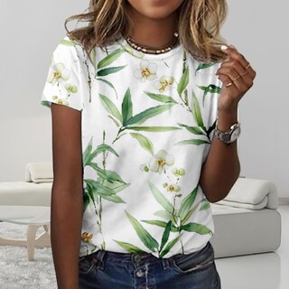 Foto 2 | Foto 2 | Camiseta Zocania Para Mujer  Estilo Casual  Mezcla De Algodón Y Estampado Floral - Venta Internacional.