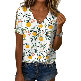 Foto 1 | Foto 1 | Blusa Zhyaj De Manga Corta Con Cuello En V Y Estampado Floral Bohemio Para Mujer - Venta Internacional.