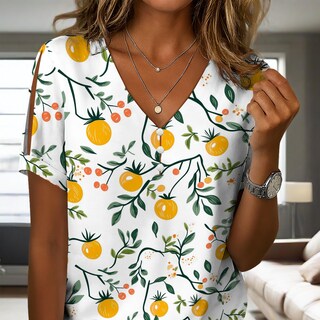 Foto 5 | Foto 5 | Blusa Zhyaj De Manga Corta Con Cuello En V Y Estampado Floral Bohemio Para Mujer - Venta Internacional.