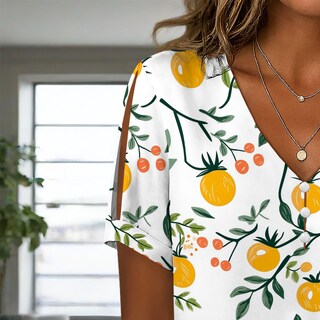 Foto 6 | Foto 6 | Blusa Zhyaj De Manga Corta Con Cuello En V Y Estampado Floral Bohemio Para Mujer - Venta Internacional.